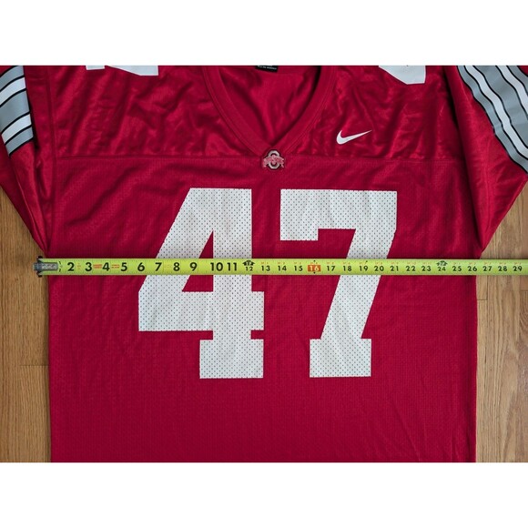 VTG Nike Ohio State Buckeyes Football Jersey Men’s #47 Red White XXL Aj Hawk NWT - Picture 10 of 11
